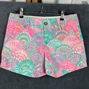 Lilly Pulitzer Womenâs Callahan Sunseeker pink/teal shorts in Oh Shello sz 0